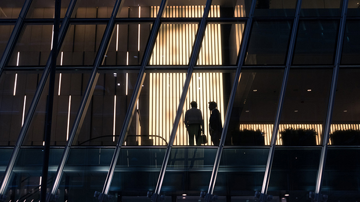 Business people in the office late at night