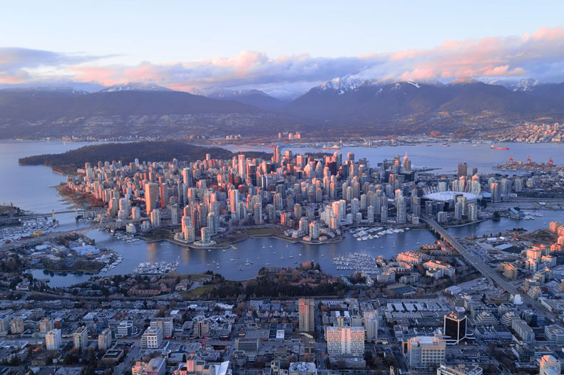 Birdseye view of downtown Vancouver