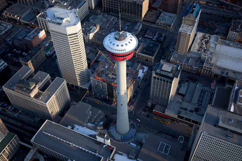 Birdseye view of Calgary Tower