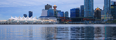 Evening view of Vancouver downtown