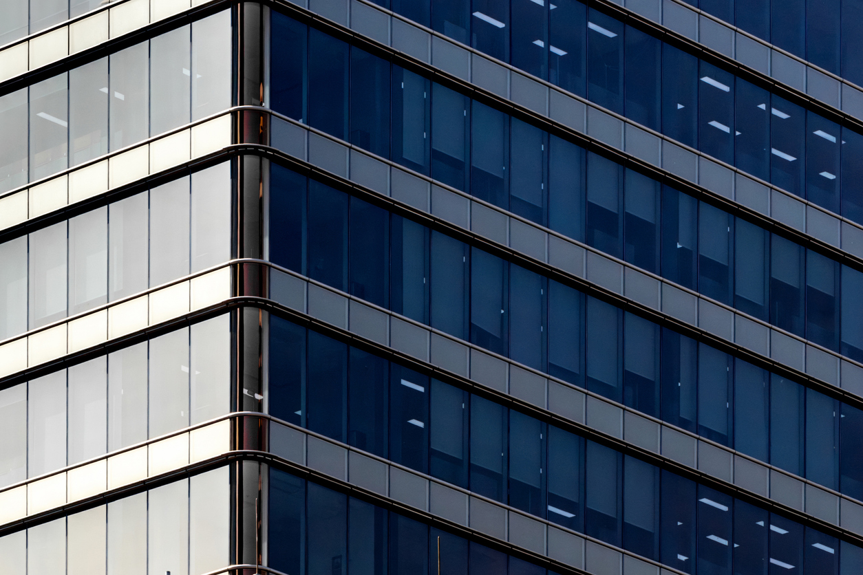 Exterior of a commercial building. Modern design details. Abstract urban background