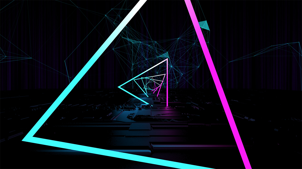 triangular neon lights